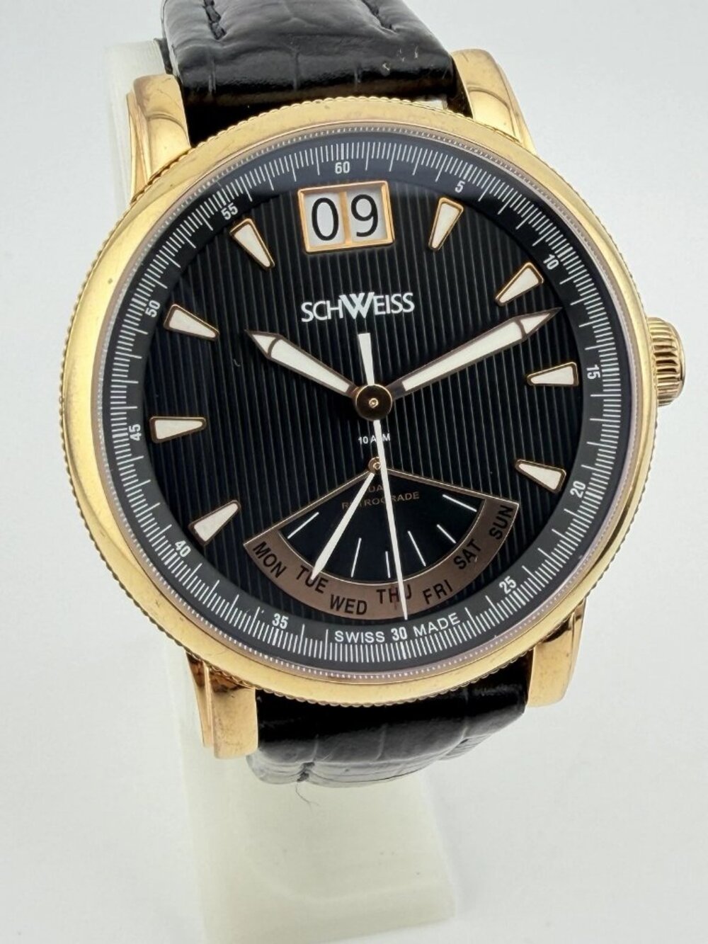 Schweiss Rose gold Tone Stainless Steel Day Petrograde Date Men’s Swiss Watch